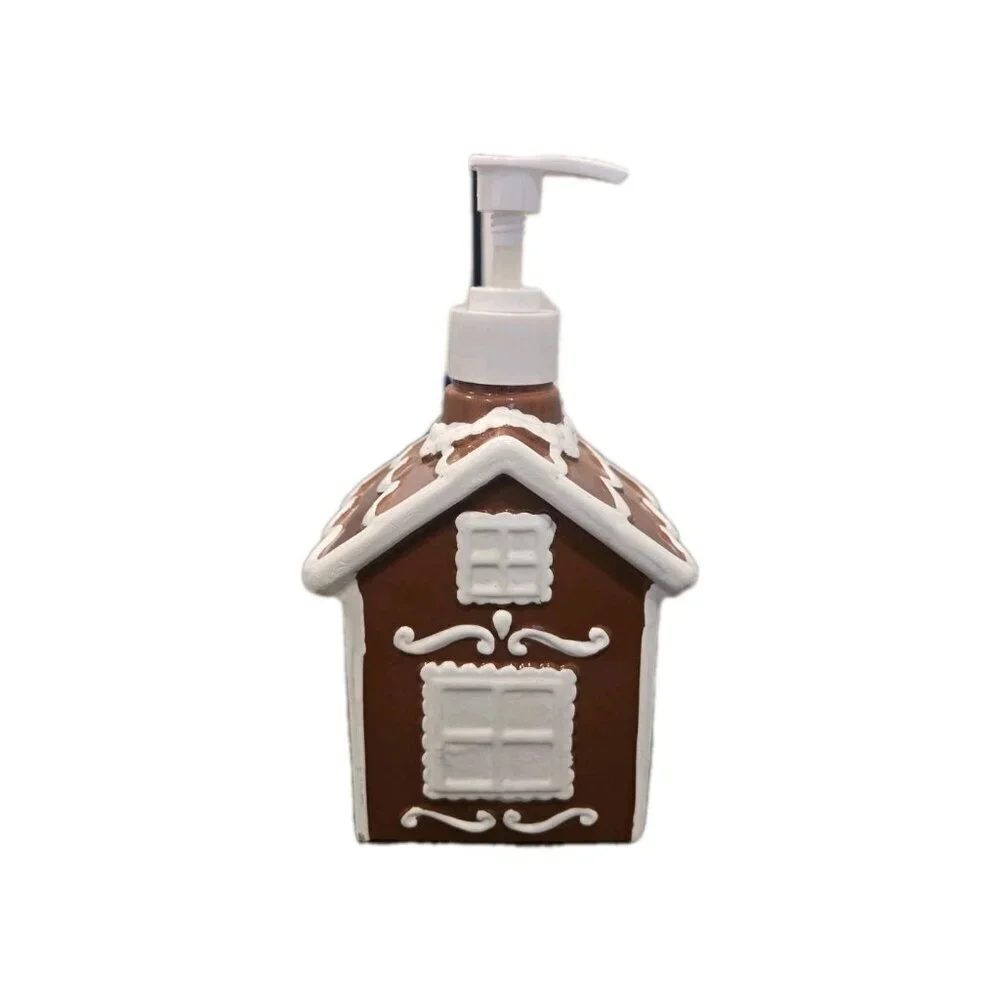 New Brown Gingerbread House Christmas Holiday Soap Dispenser Decoration